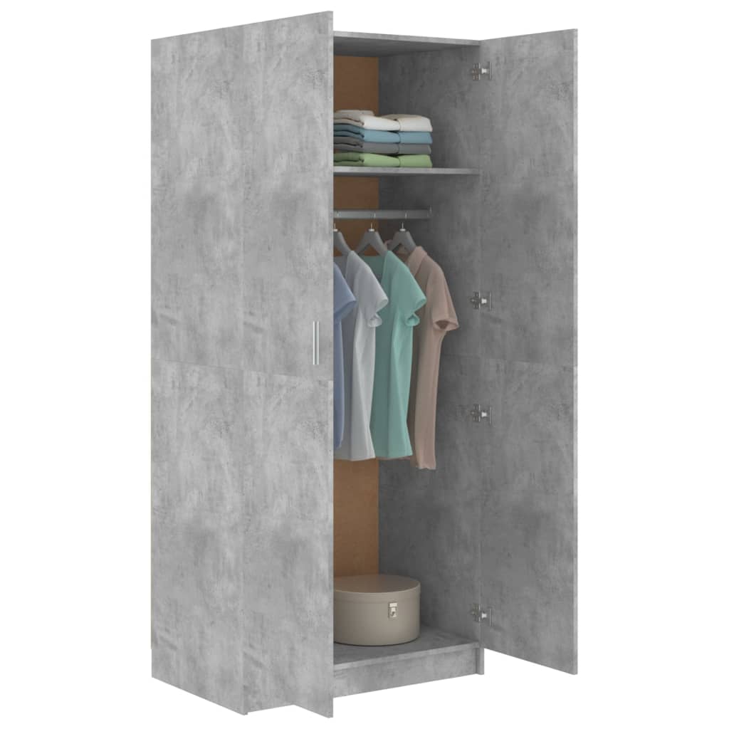 Wardrobe Concrete Grey 80x52x180 cm Engineered Wood