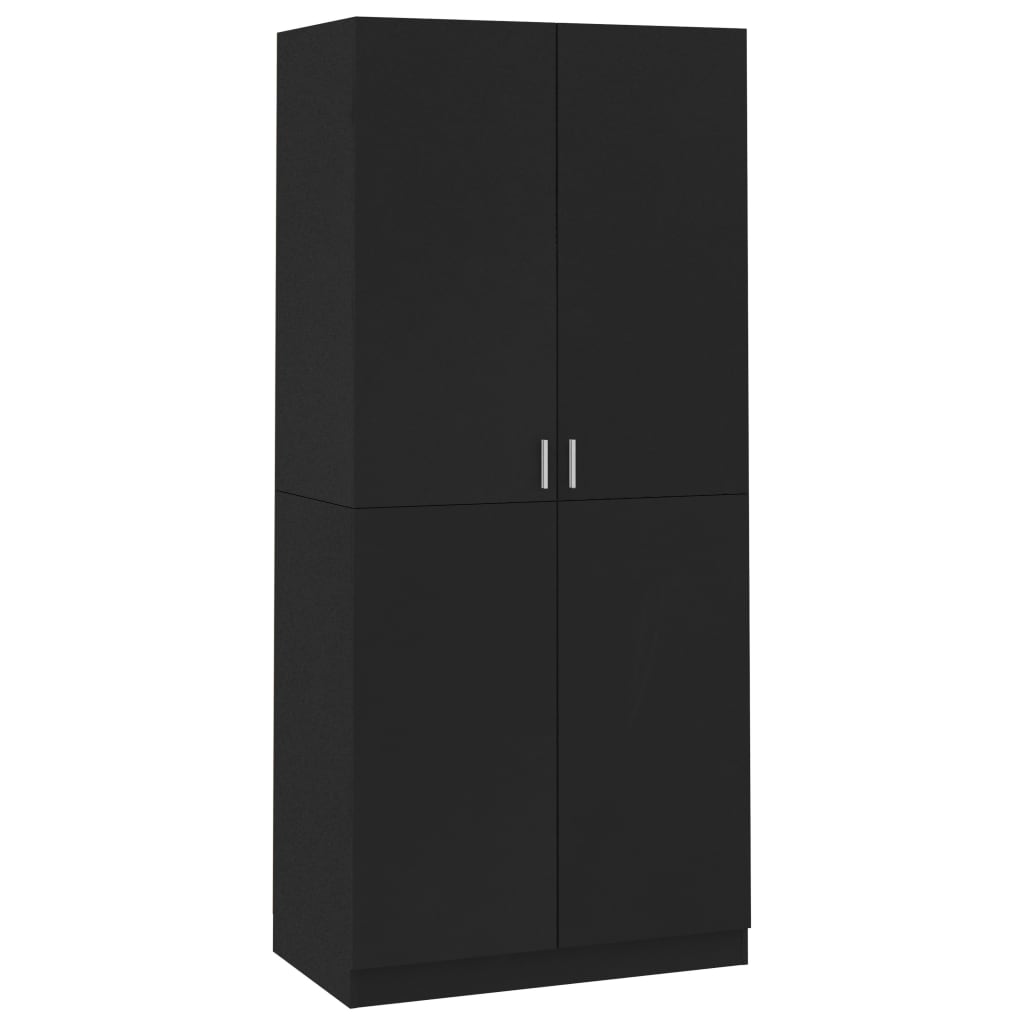 Wardrobe Black 90x52x200 cm Engineered Wood