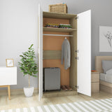 Wardrobe White and Sonoma Oak 90x52x200 cm Engineered Wood