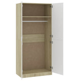 Wardrobe White and Sonoma Oak 90x52x200 cm Engineered Wood