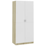 Wardrobe White and Sonoma Oak 90x52x200 cm Engineered Wood