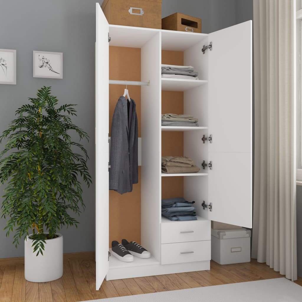 Wardrobe White 80x52x180 cm Engineered Wood