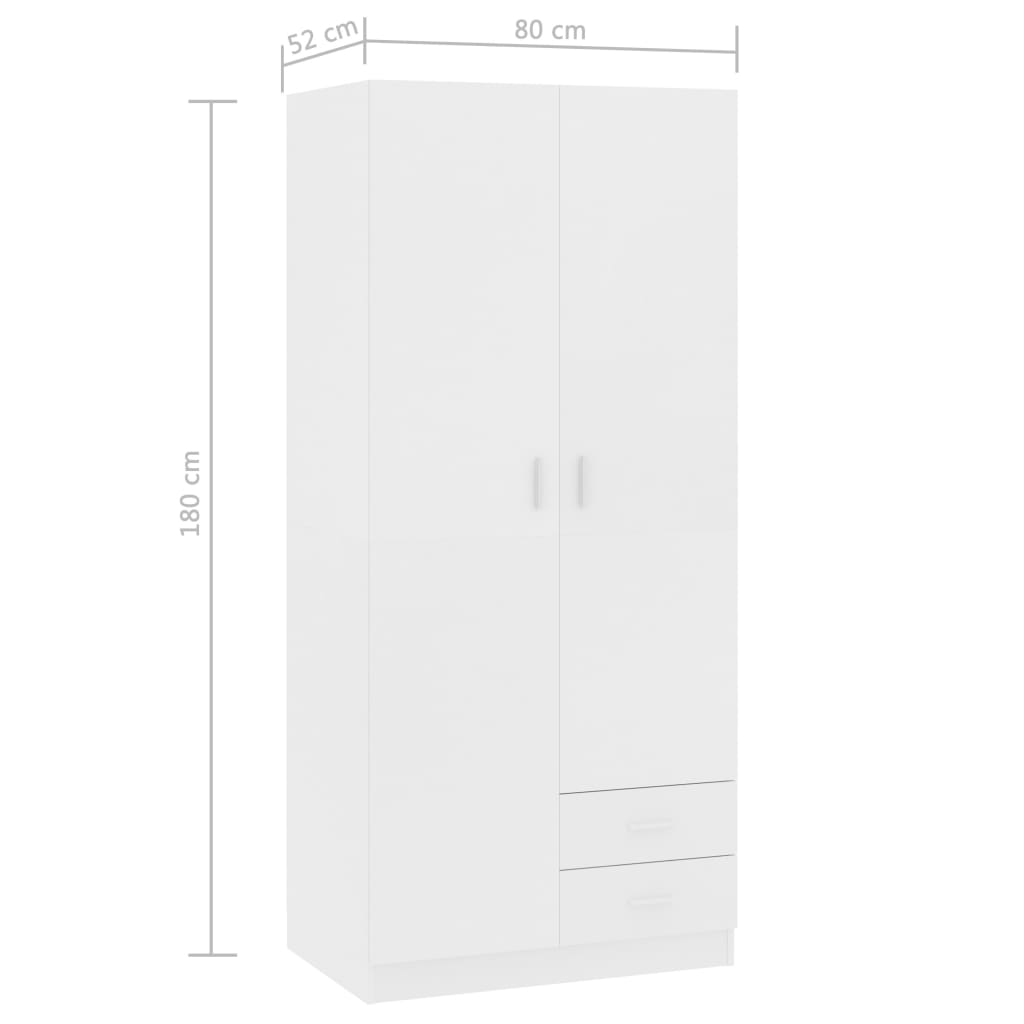 Wardrobe White 80x52x180 cm Engineered Wood