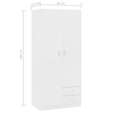 Wardrobe White 80x52x180 cm Engineered Wood