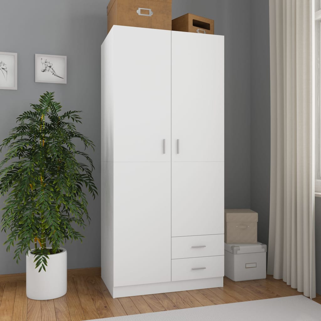 Wardrobe White 80x52x180 cm Engineered Wood