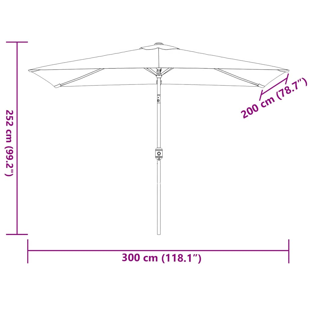 Garden Parasol with Metal Pole 300x200 cm Azure