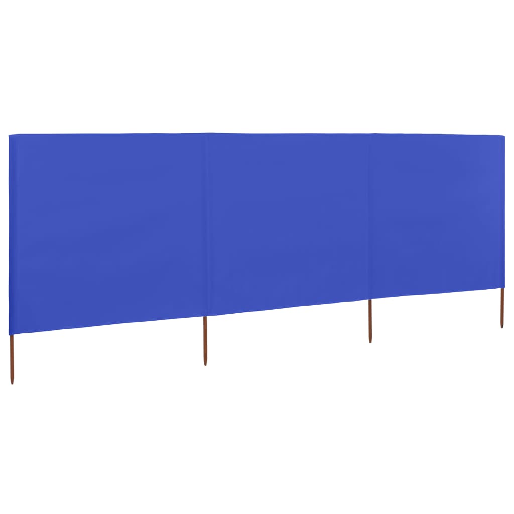 3-panel Wind Screen Fabric 400x120 cm Azure Blue