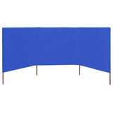 3-panel Wind Screen Fabric 400x120 cm Azure Blue