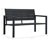 Garden Bench 120 cm HDPE Black Wood Look