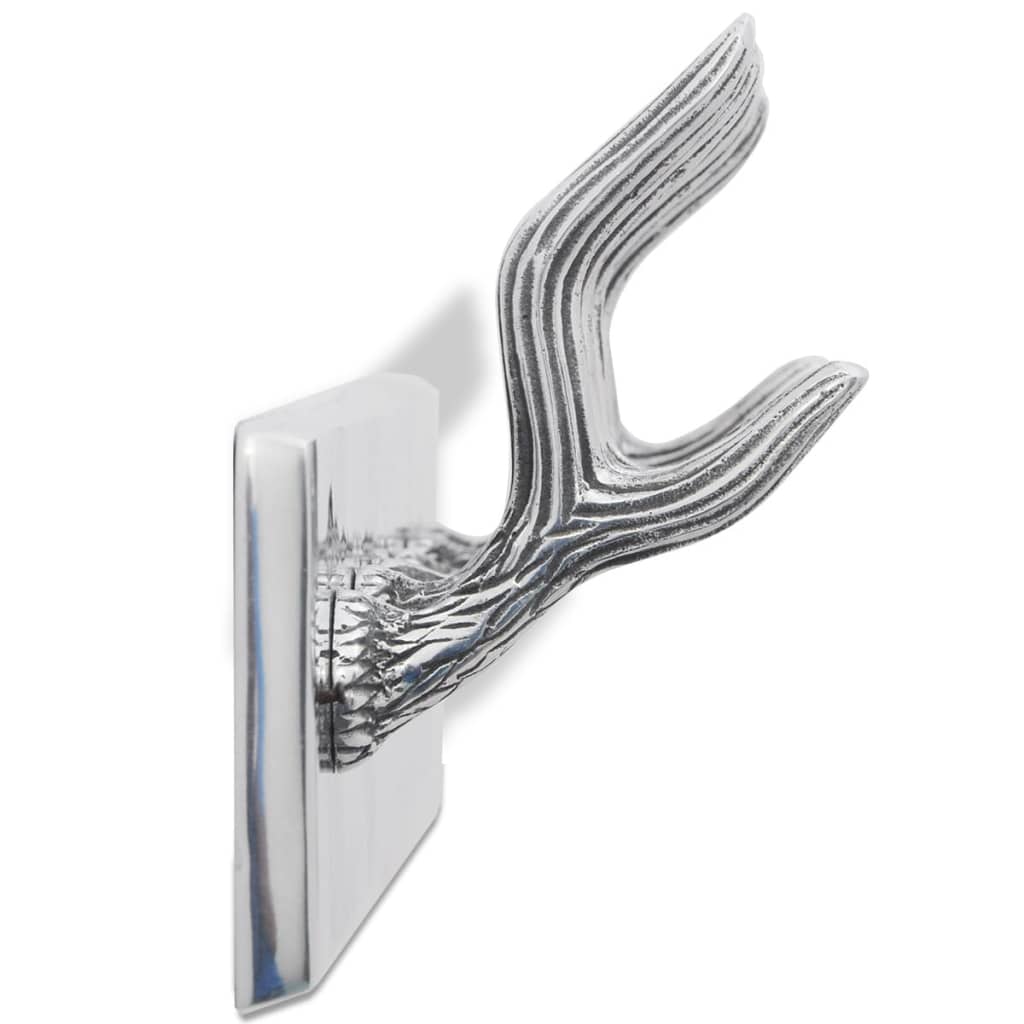 Wardrobe Coat Hooks 2 pcs Silver Aluminium