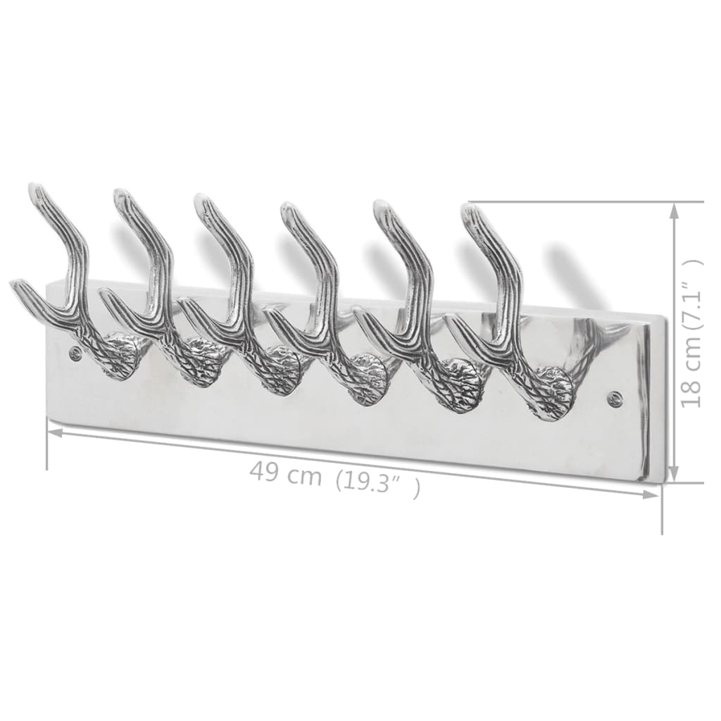 Wardrobe Coat Hooks 2 pcs Silver Aluminium