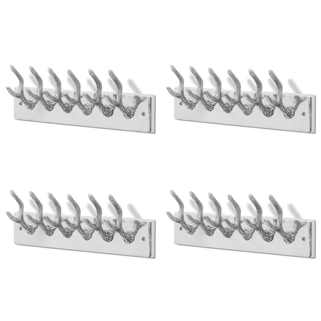 Wardrobe Coat Hooks 4 pcs Silver Aluminium