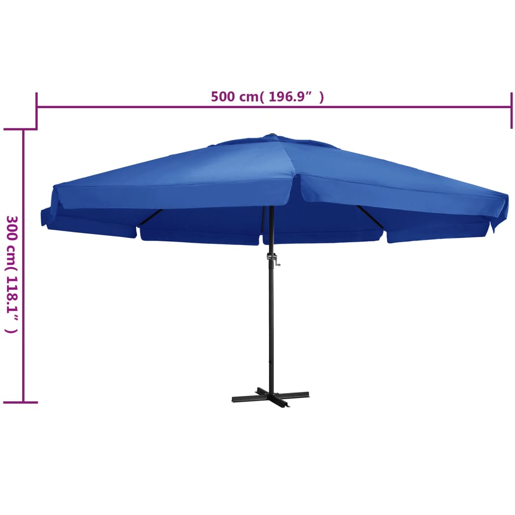 Garden Parasol with Aluminium Pole 500 cm Azure Blue