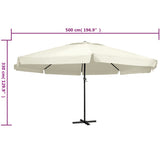 Garden Parasol with Aluminium Pole 600 cm Sand White