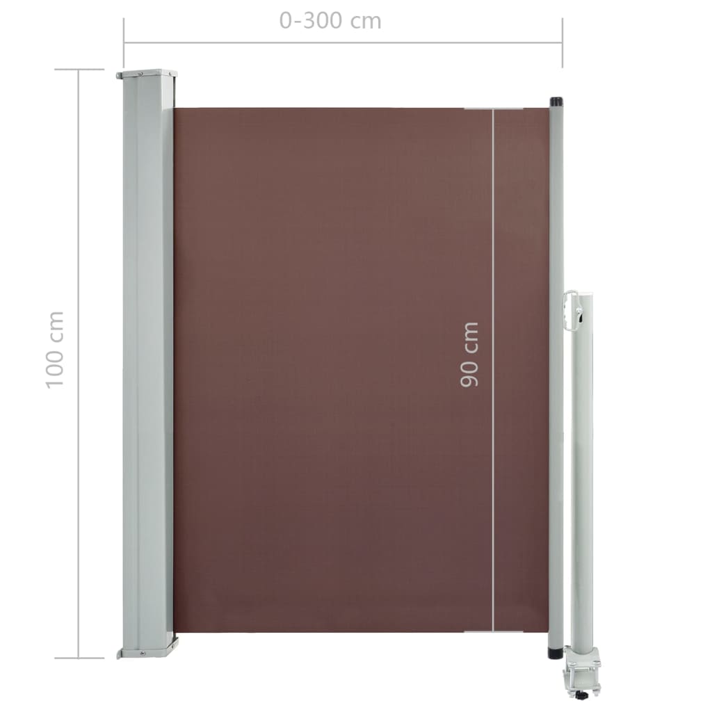 Patio Retractable Side Awning 100x300 cm Brown