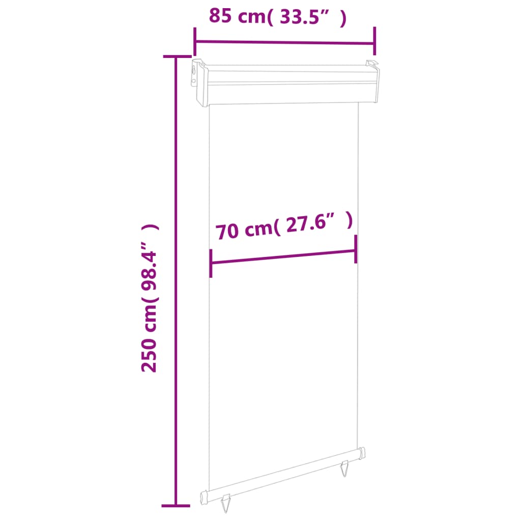 Balcony Side Awning 85x250 cm Grey