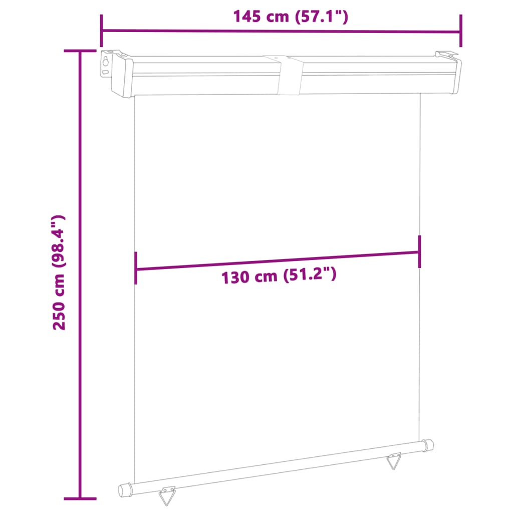 Balcony Side Awning 145x250 cm Black