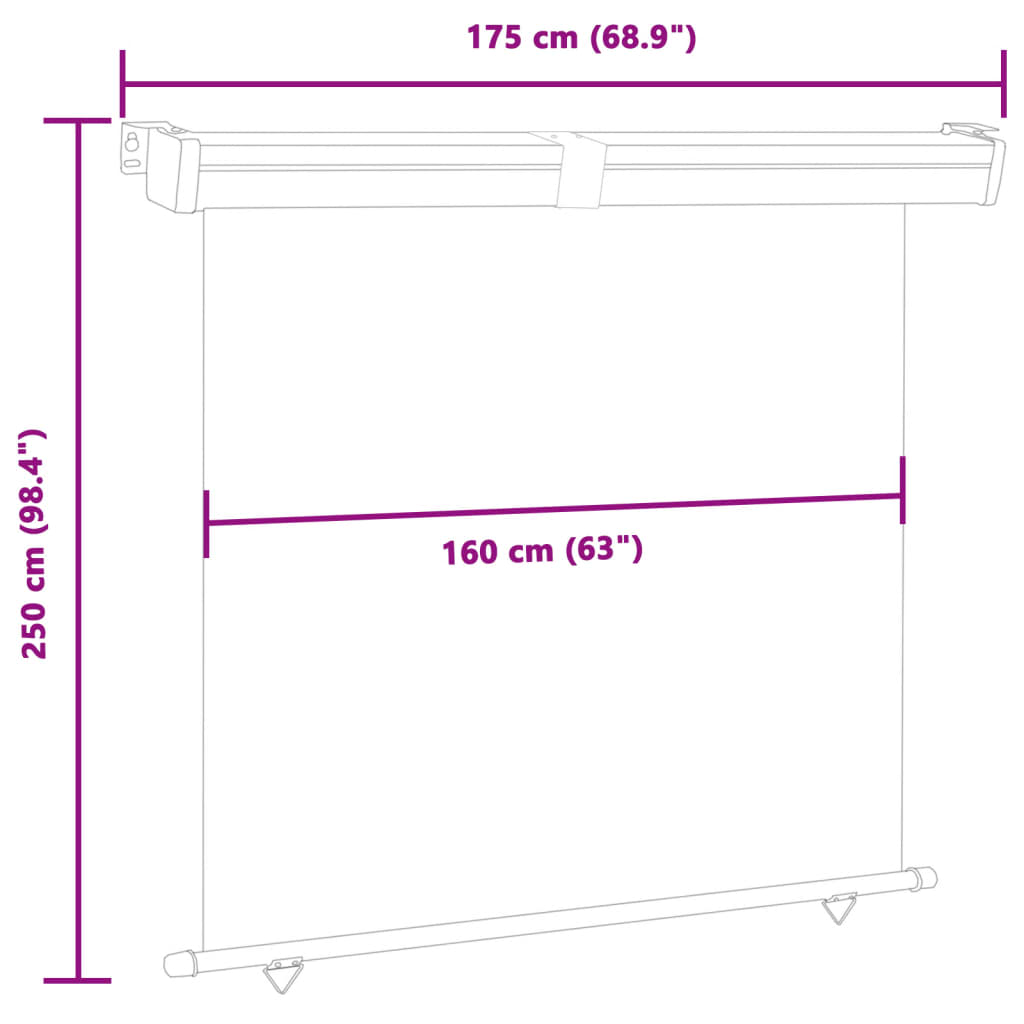 Balcony Side Awning 175x250 cm Black