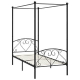 284433 vidaXL Canopy Bed Frame without Mattress Black Metal 90x200 cm