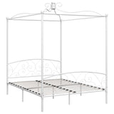 Bed Frame without Mattress with Canopy White 160x200 cm Metal