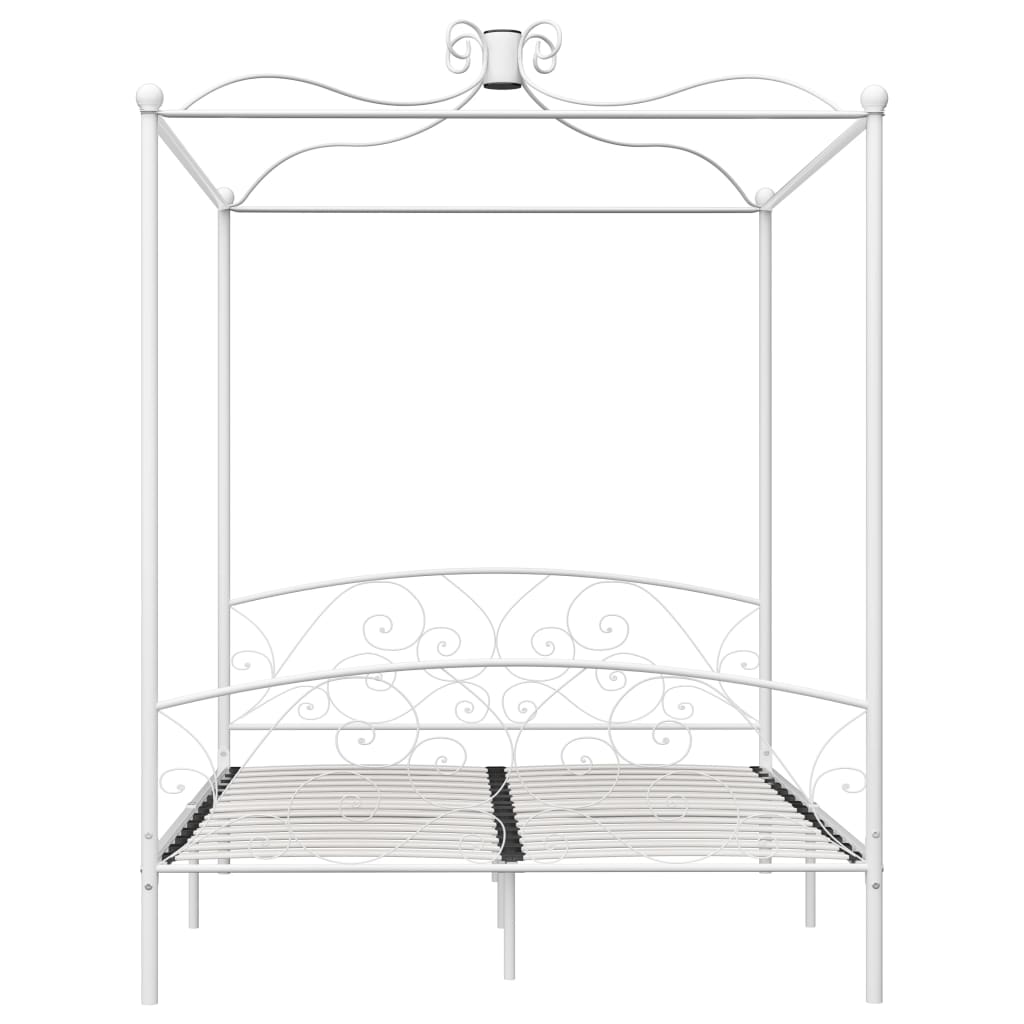 Bed Frame without Mattress with Canopy White 160x200 cm Metal