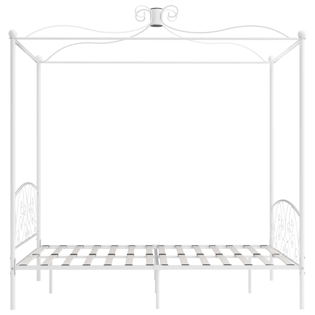 Bed Frame without Mattress with Canopy White 160x200 cm Metal