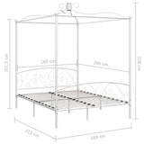 Bed Frame without Mattress with Canopy White 160x200 cm Metal