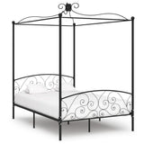 284476 vidaXL Canopy Bed Frame without Mattress Black Metal 120x200 cm