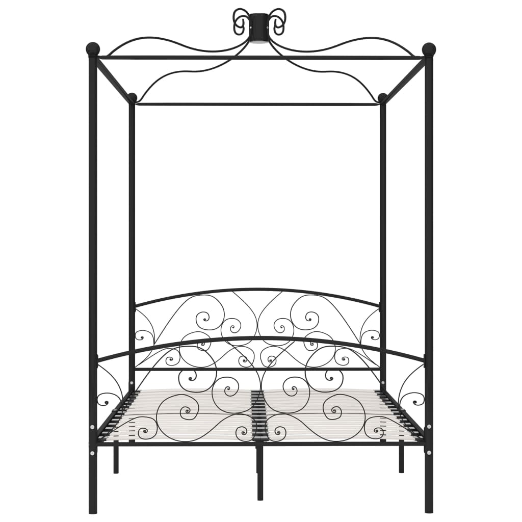 284476 vidaXL Canopy Bed Frame without Mattress Black Metal 120x200 cm