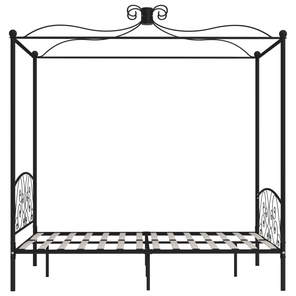 284476 vidaXL Canopy Bed Frame without Mattress Black Metal 120x200 cm