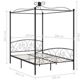 284476 vidaXL Canopy Bed Frame without Mattress Black Metal 120x200 cm