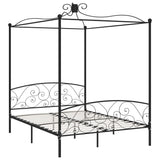 284478 vidaXL Canopy Bed Frame without Mattress Black Metal 160x200 cm