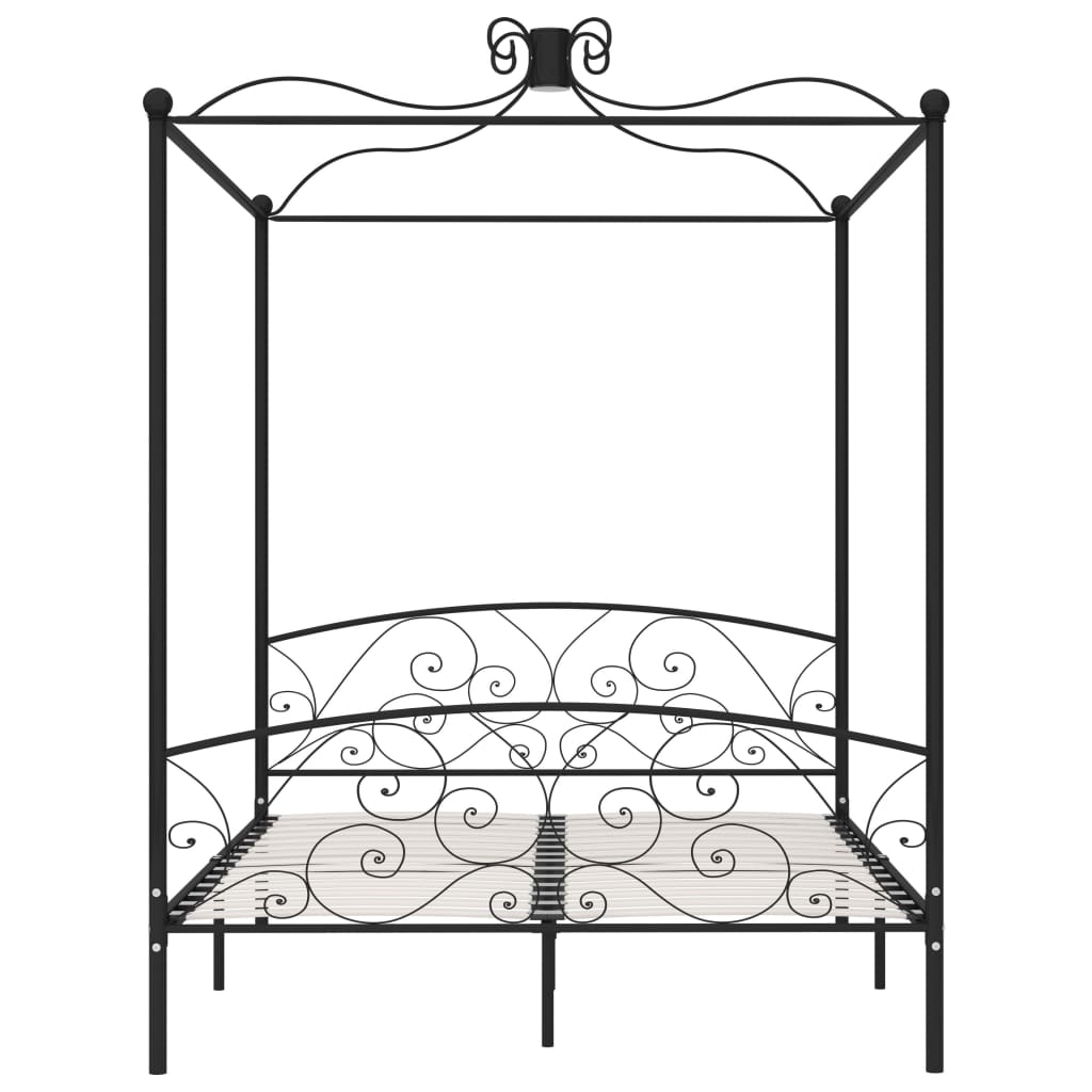 284478 vidaXL Canopy Bed Frame without Mattress Black Metal 160x200 cm