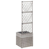 Trellis Raised Bed with 1 Pot 30x30x107 cm Poly Rattan Grey