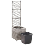 Trellis Raised Bed with 1 Pot 30x30x107 cm Poly Rattan Grey