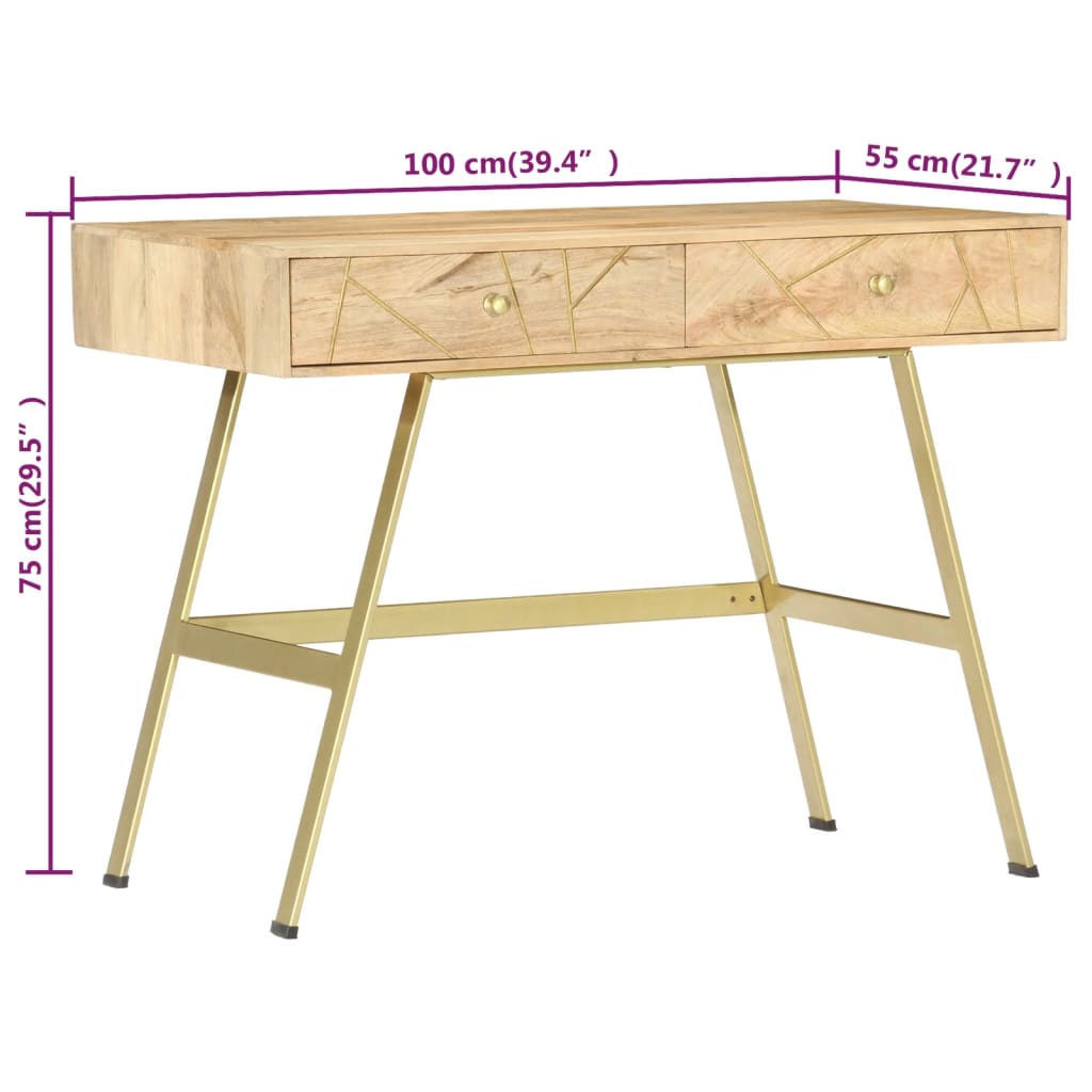 Writing Desk with Drawers 100x55x75 cm Solid Mango Wood