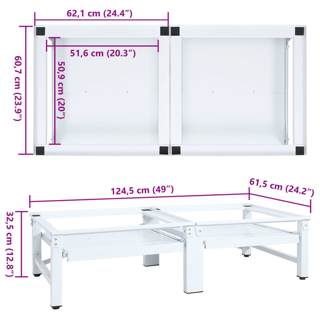 Washing and Drying Machine Pedestal with Pull-out Shelves White