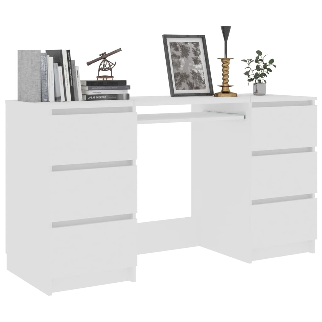 Writing Desk White 140x50x77 cm Engineered Wood