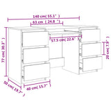 Writing Desk Concrete Grey 140x50x77 cm Engineered Wood