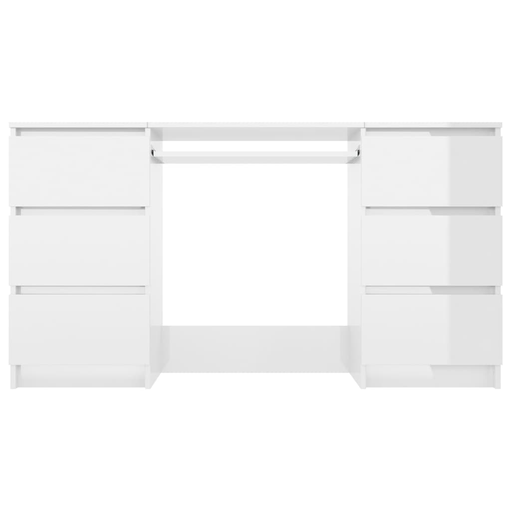 Writing Desk High Gloss White 140x50x77 cm Engineered Wood