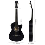 Western Classical Cutaway Guitar with 6 Strings Black 38"