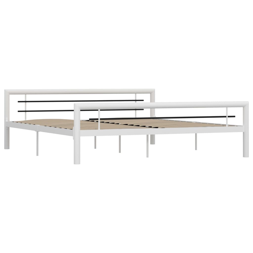 Bed Frame without Mattress White and Black Metal 180x200 cm Super King