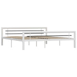 Bed Frame without Mattress White and Black Metal 180x200 cm Super King