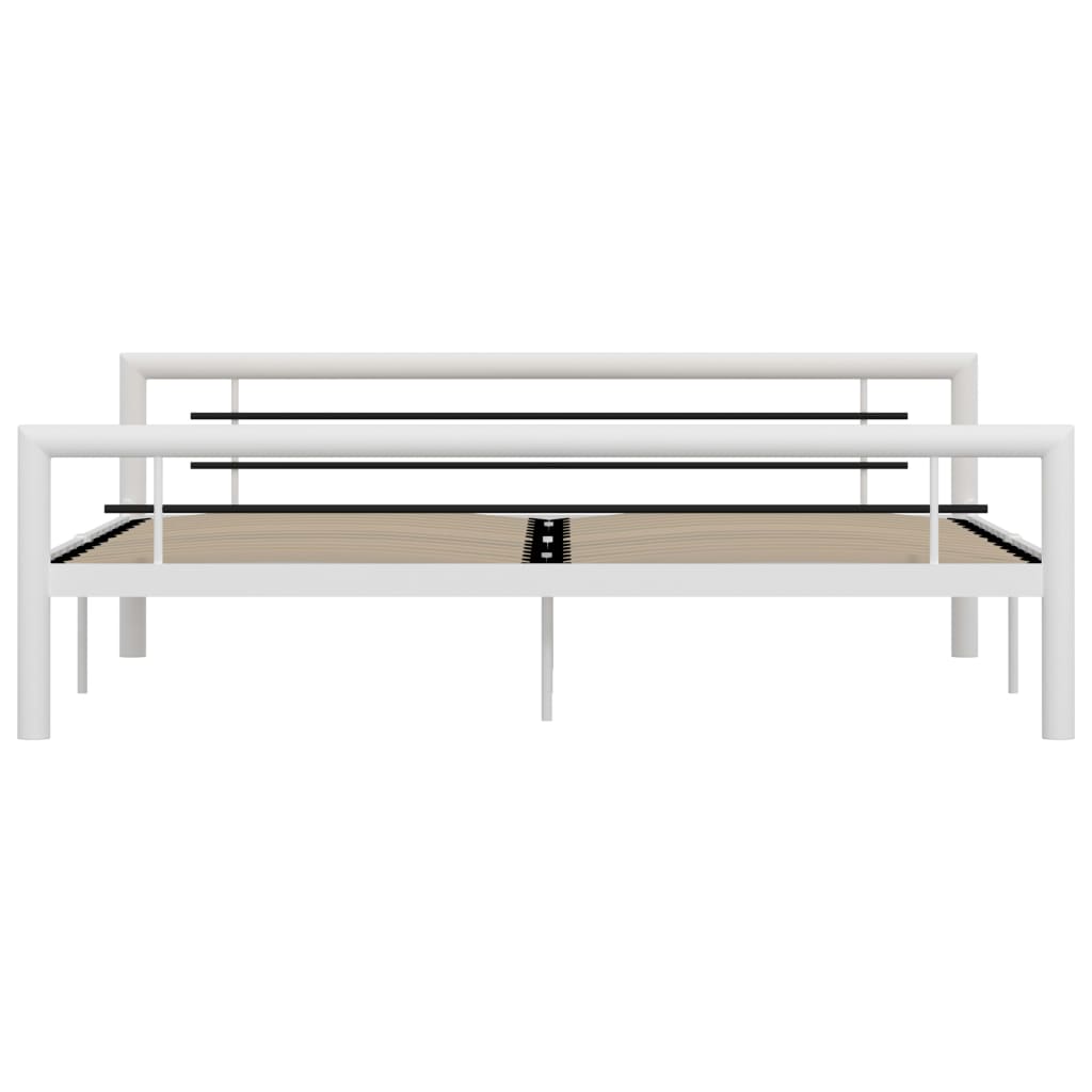 Bed Frame without Mattress White and Black Metal 180x200 cm Super King