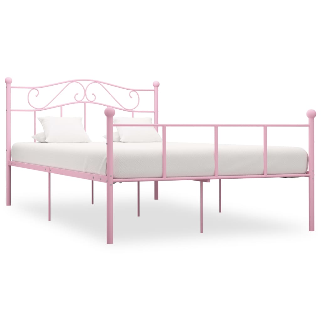 284540 vidaXL Bed Frame without Mattress Pink Metal 140x200 cm