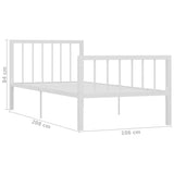 284563 vidaXL Bed Frame without Mattress White Metal 100x200 cm