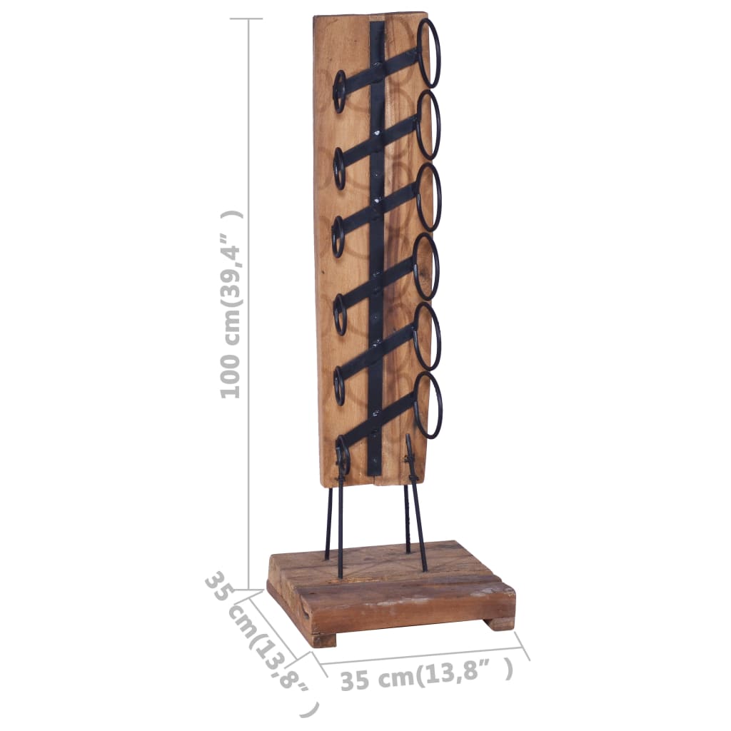 Wine Rack for 6 Bottles 35x35x100 cm Solid Teak Wood