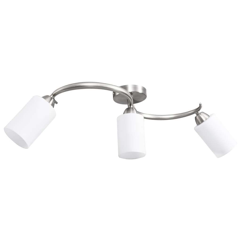 Ceiling Lamp with Ceramic Shades for 3 E14 Bulbs White Cone