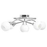 Ceiling Lamp with Ceramic Shades for 5 E14 Bulbs White Bowl