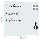 Wall Mounted Magnetic Board Glass 60x60 cm